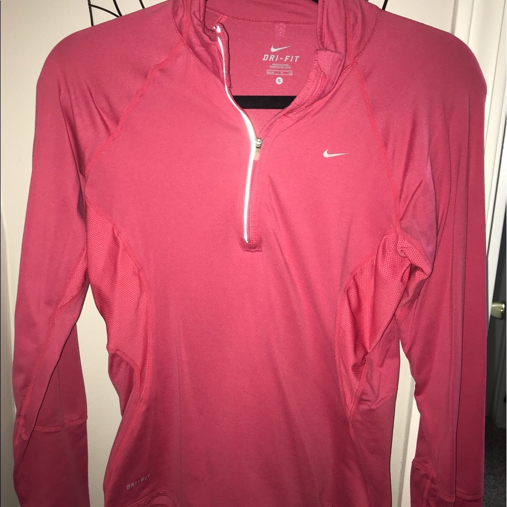Pink nike dry-fit zip up workout